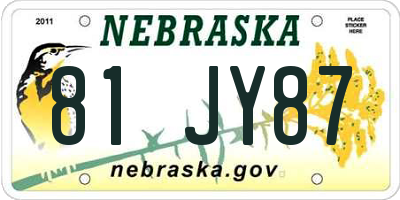 NE license plate 81JY87