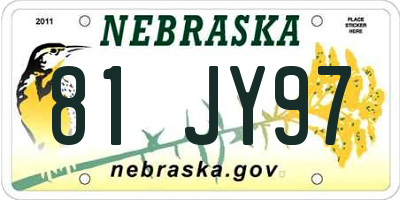 NE license plate 81JY97