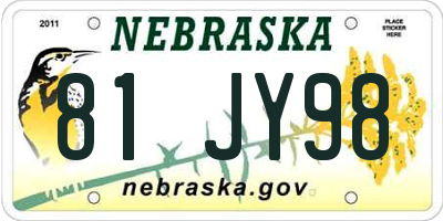 NE license plate 81JY98