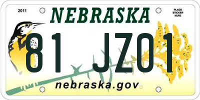 NE license plate 81JZ01