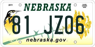 NE license plate 81JZ06