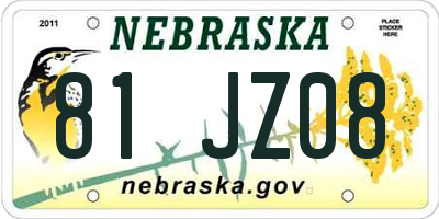 NE license plate 81JZ08