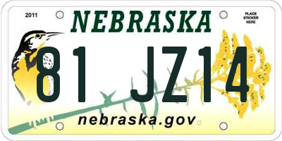NE license plate 81JZ14