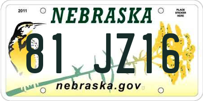 NE license plate 81JZ16
