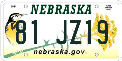 NE license plate 81JZ19