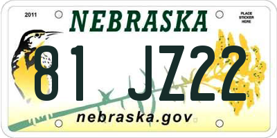 NE license plate 81JZ22