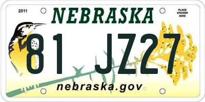NE license plate 81JZ27