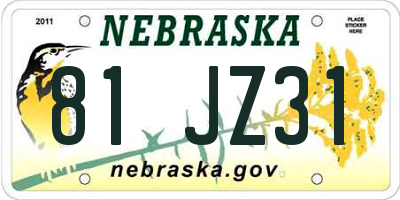 NE license plate 81JZ31