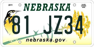 NE license plate 81JZ34
