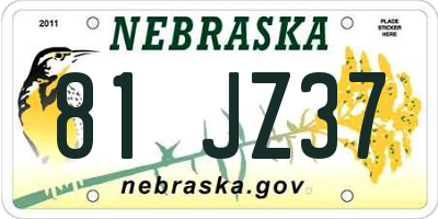 NE license plate 81JZ37