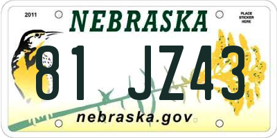 NE license plate 81JZ43