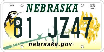 NE license plate 81JZ47