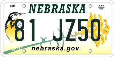 NE license plate 81JZ50