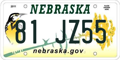 NE license plate 81JZ55