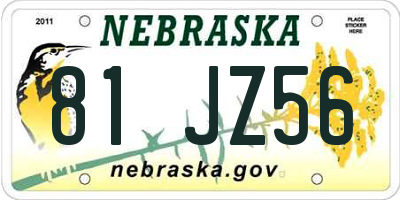 NE license plate 81JZ56