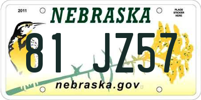 NE license plate 81JZ57