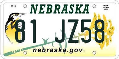 NE license plate 81JZ58