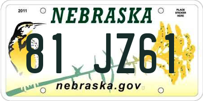 NE license plate 81JZ61