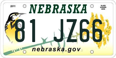 NE license plate 81JZ66