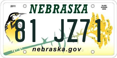 NE license plate 81JZ71