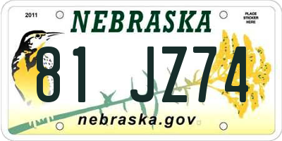 NE license plate 81JZ74