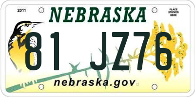 NE license plate 81JZ76