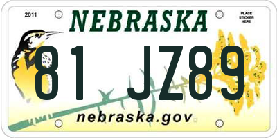 NE license plate 81JZ89