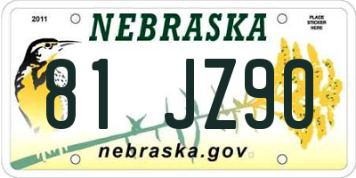 NE license plate 81JZ90