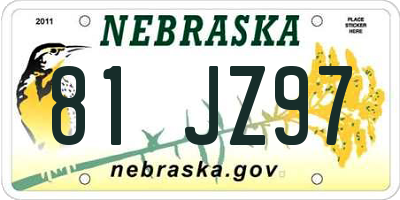 NE license plate 81JZ97