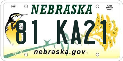 NE license plate 81KA21