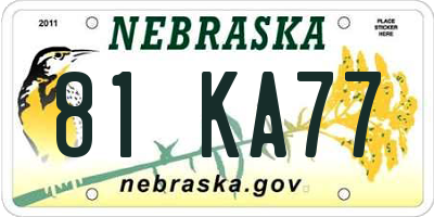 NE license plate 81KA77