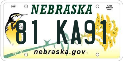 NE license plate 81KA91