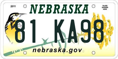 NE license plate 81KA98