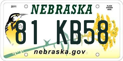 NE license plate 81KB58