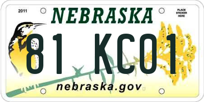 NE license plate 81KC01