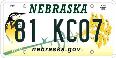 NE license plate 81KC07