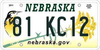 NE license plate 81KC12