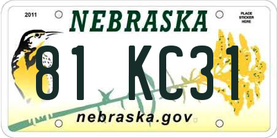 NE license plate 81KC31
