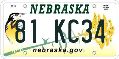 NE license plate 81KC34