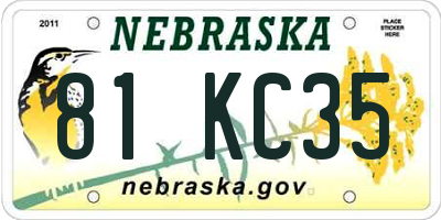 NE license plate 81KC35