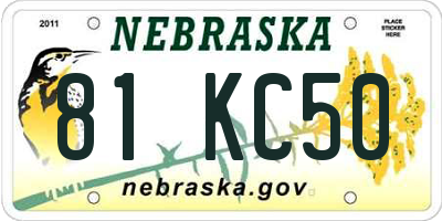 NE license plate 81KC50