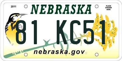 NE license plate 81KC51