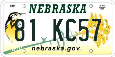NE license plate 81KC57
