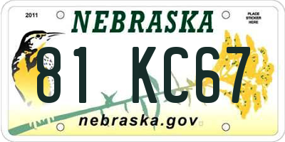 NE license plate 81KC67