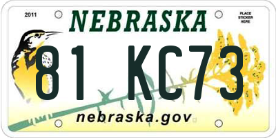 NE license plate 81KC73
