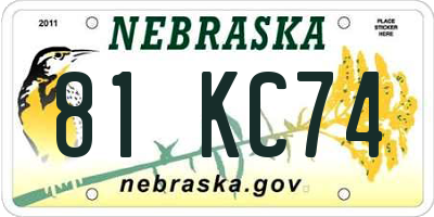 NE license plate 81KC74