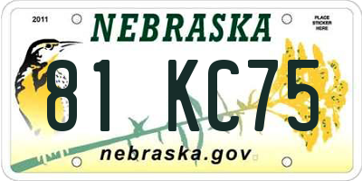 NE license plate 81KC75