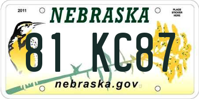 NE license plate 81KC87