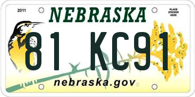 NE license plate 81KC91