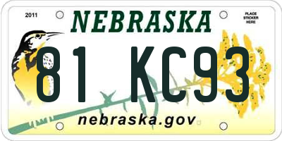 NE license plate 81KC93